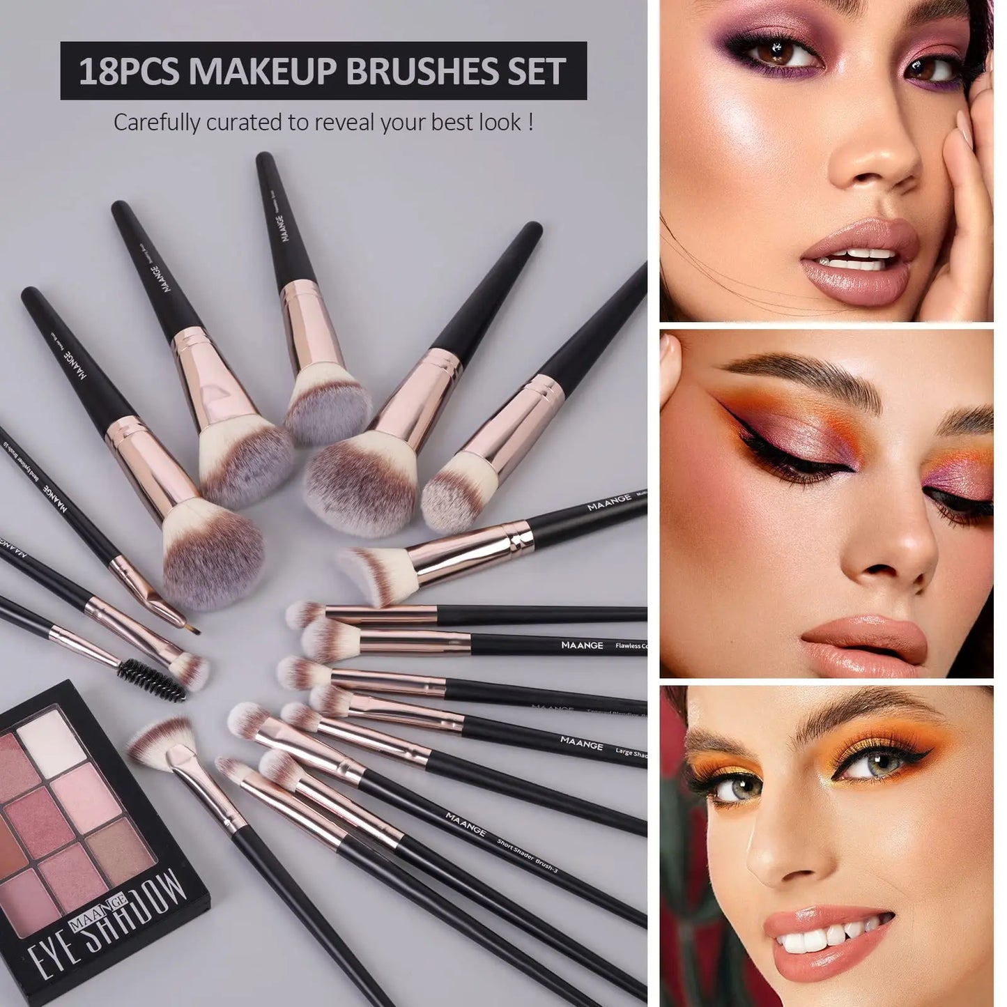 Maange 18Pcs Makeup Brushes Storage Set