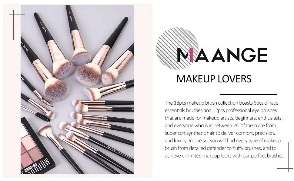 Maange 18Pcs Makeup Brushes Storage Set